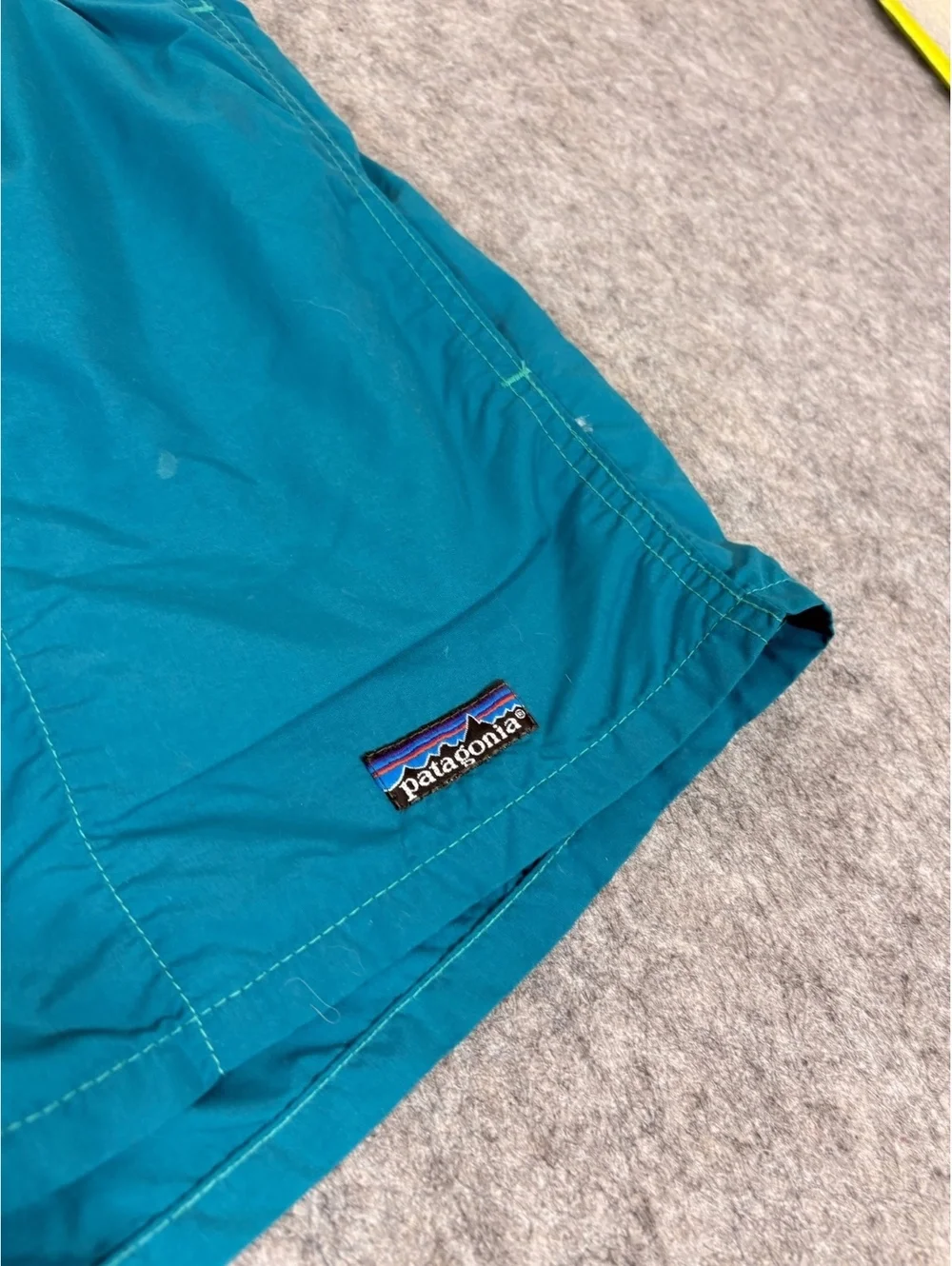 Vintage 80s Patagonia Baggies Shorts Mens L Teal Outdoor Hiking Made in USA